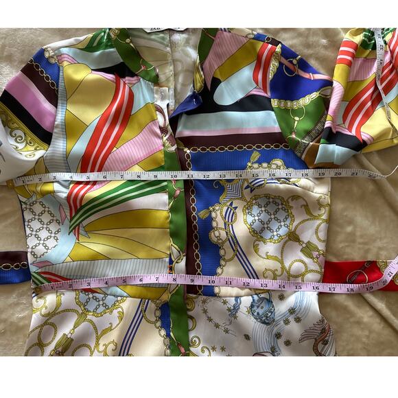 Zara Colorful Long Sleeve Scarf Multi Print Mini Dress Medium - Picture 7 of 7